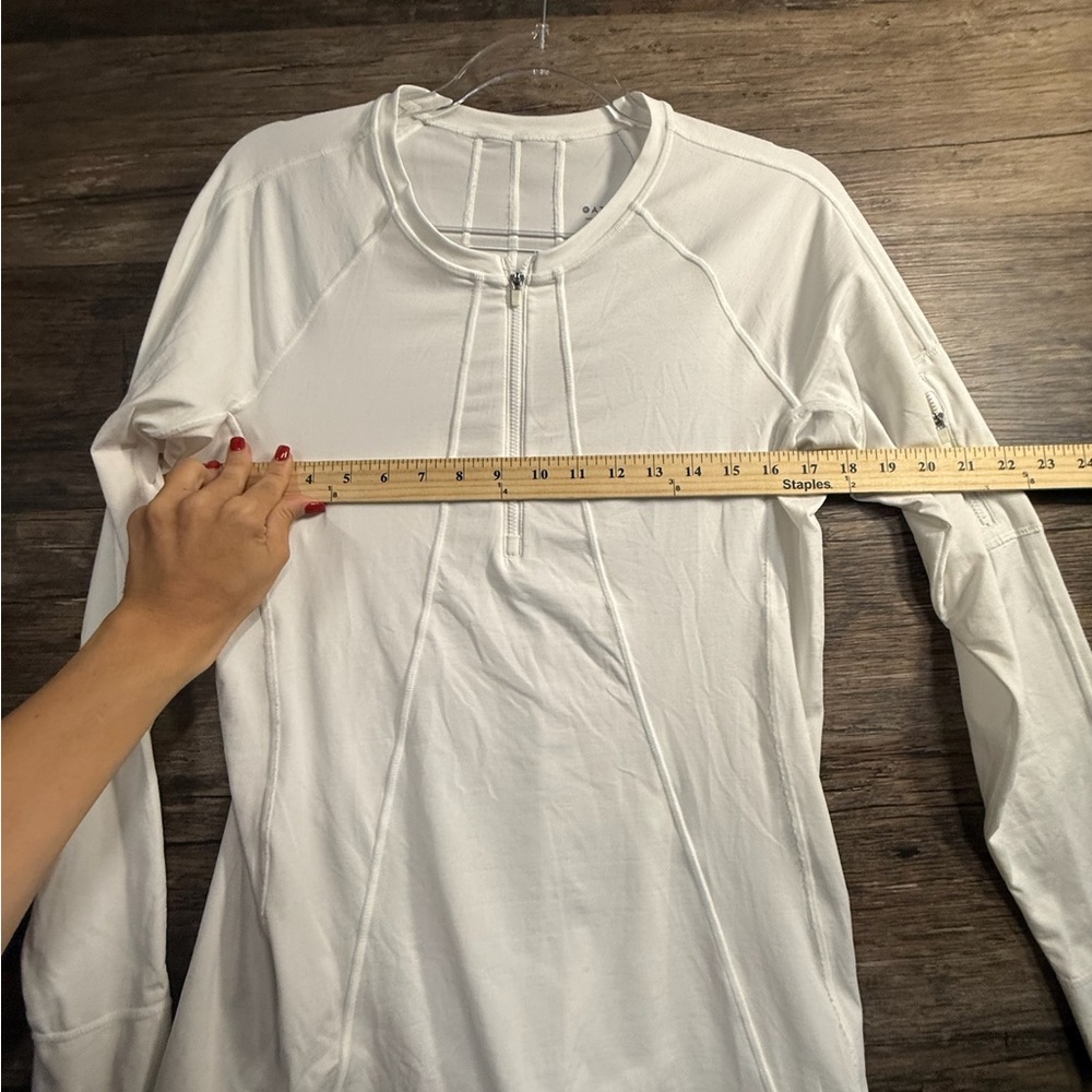 Athleta White Fitted Half Zip Long Sleeve Tee - Picture 5 of 5